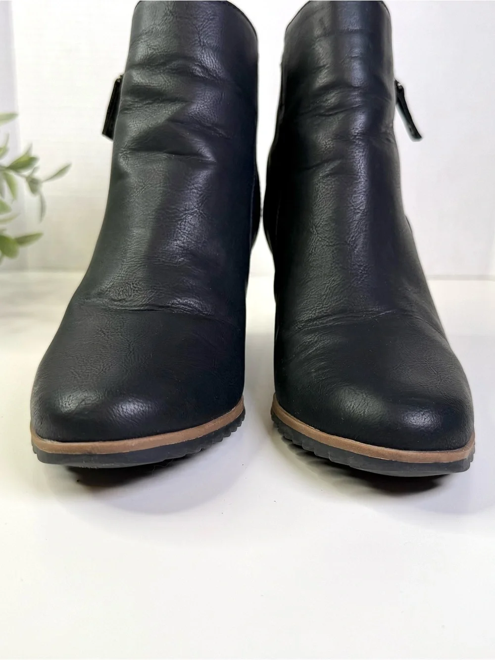 SOUL Naturalizer Haley Boot Women's Black Wedge Ankle Booties with Side Zip